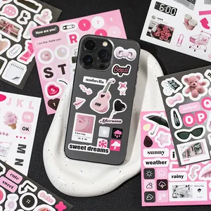 Aesthetic deco sticker book for DIY journal and phone case decoration with cute motifs