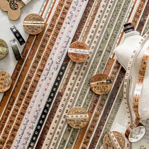 Vintage Tape Measure Washi Tape Realistic Wood Colored Ruler Pattern Masking Tape For Journaling DIY Decorative Stationery
