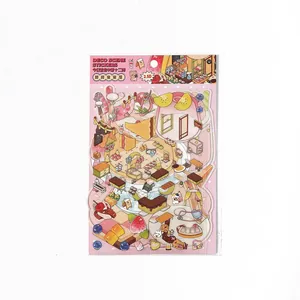2.5D miniatuur zoet huis sticker set met schattige taarten en meubels thema