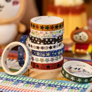 10er-Set Washi-Tapes mit Vintage-Sternmustern für DIY-Journaling und Dekoration