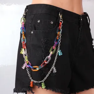 Colorful acrylic chain and metal body link with translucent gummy bear pendants