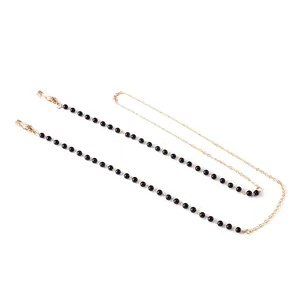 Elegant glasses chain with black beads and gold link chain featuring anti-slip loops