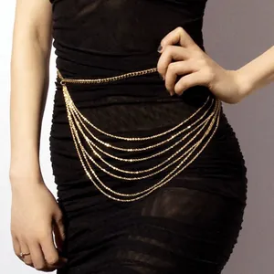 Cintura a Catena in Metallo Multistrato Con Nappa Per Donna Gioielli Regolabili a Catena Per Il Corpo Accessori Moda