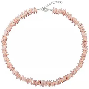 Handgemaakte roze schelpenketting en armband set in Hawaï-stijl met verstelbare zilveren sluiting