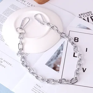 Punk style silver metal trouser chain with lobster clasps for men and women