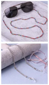 Dettagli di catenelle per occhiali con strass colorati e argento e chiusure in metallo
