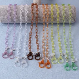 Acrylic crystal lanyard for glasses or face masks in six vibrant colors on display