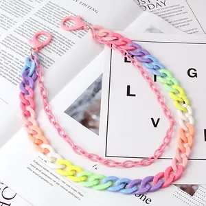 Colorful resin pants chain with double lobster clasps in trendy macaron tones