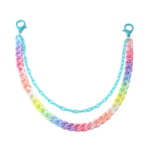 Double-layered colorful resin pants chain with macaron acrylic links and blue lobster clasps
