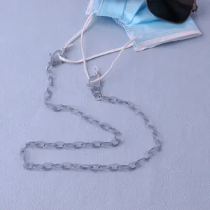 Translucent grey acrylic lanyard for glasses and masks with adjustable silicone loops
