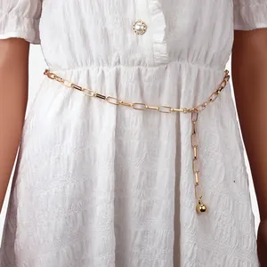 Chaîne de Taille Tendance en Alliage Trombone Avec Pendentif Boule Chaîne de Corps en Métal Réglable pour Bijoux Femme Quotidien Fête