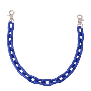Punk stijl kobaltblauwe grove acryl ketting met zilveren karabijnsluitingen voor broeken