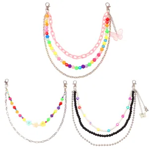 Multi-layer Y2K Acrylic Bead Butterfly Flower Pendant Waist Chain Alloy Hip Hop Body Jewelry For Women Fashion Accessory