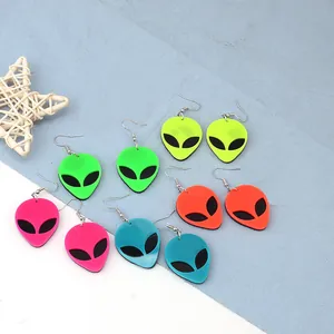 Neon Σκουλαρίκια από Ακρυλικό με Πρόσωπο Εξωγήινου για Γυναίκες Άνδρες Πανκ Στυλ Δρόμου Κοσμήματα από Κράμα Μοναδικό Δώρο