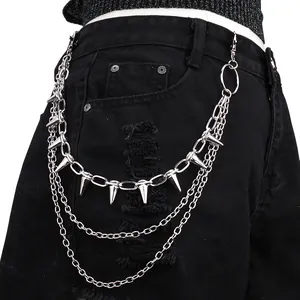 Punk Mehrlagige Metall Hosenkette Mit Nietstacheln Gothic Hip Hop Taillengürtel Kette Für Jeans Streetwear Schmuck Für Damen Herren