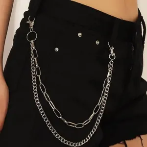 Chaîne de Taille en Métal à Double Couche Punk Rétro Avec Anneaux Pour Hommes Femmes Accessoire Jean Chaîne de Pantalon