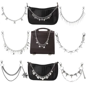 Catena per Borsa in Lega di Metallo Punk Gothic Cuore Stella Ragno Teschio Catena Decorativa Per Donna Accessori Per Borse