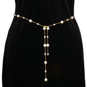 Sexy Perlen Taillenkette Für Damen Mode Metallglied Körperkette Gold Silber Plattiert Elegante Bauchkette Schmuck Zubehör