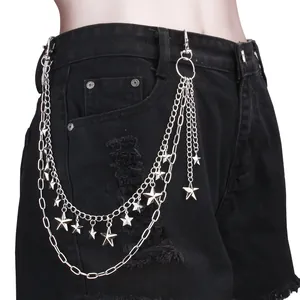 Chaîne de Taille Étoile Multicouche en Métal Style Punk Euro-Américain Hip Hop Chaîne de Pantalon à Gland Géométrique Bijou de Corps pour Femmes