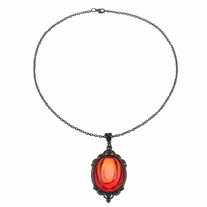 Detailed macro view of vintage gothic pendant showing dimensions 6.5cm height and 3.8cm width