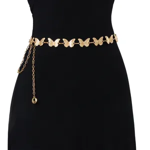 Golden butterfly waist chain accessory for women with adjustable link and charm
