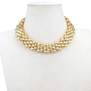 Statement Grobe Gliederkette Schmuck Legierung Gold Silber Plattiert Mehrlagig Punk Halskette Armband Trendy Hip Hop Accessoire Für Damen Herren
