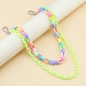 Double-layered acrylic colorful chain accessory with candy-colored links and lobster clasp