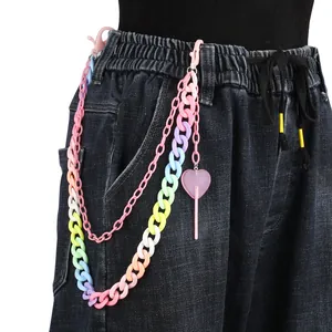 Y2K Dopamine Colorful Acrylic Double Layer Pants Chain Heart Lollipop Pendant Resin Waist Chain For Women Fashion Jewelry