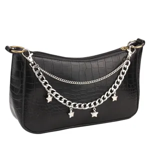 Fashion Double Layer Metal Bag Chain Strap Decorative Rhinestone Butterfly Star Heart Cross Pendant Imitation Artificial Pearl Accessories
