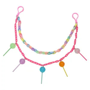 Colorful double-layered acrylic pants chain with macaron rings and lollipop charms
