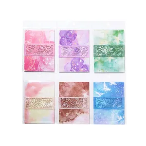 Aquarell-Skarap-Papier Set mit 6 lasergeschnittenen Blumenmustern in Klarsichtfolie