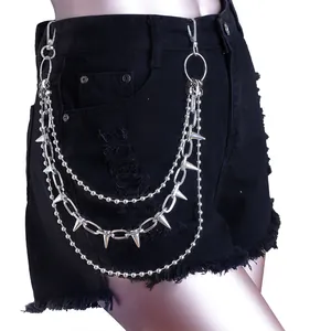 Catena da Pantaloni Punk con Borchie e Punte in Metallo a Più Strati per Vita Hip Hop Rock Accessori per Jeans Uomo Donna Gioielli Gothic