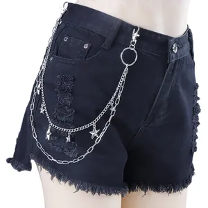 Chaîne de Pantalon en Métal Multicouche Pentagramme Punk Hip Hop Chaîne de Taille Double Couche Bijoux Streetwear pour Femmes Hommes