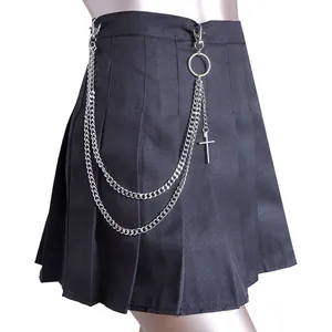 Catena per Pantaloni in Metallo a Doppio Strato Con Pendente a Croce Punk Hip Hop Streetwear Catena da Vita Uomo Donna Decor