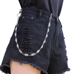 Punk Gothic Totenkopf Glieder Metall Hosenkette Für Damen Herren Silber Legierung Skelett Biker Jean Geldbörsenkette Rock Streetwear Accessoire