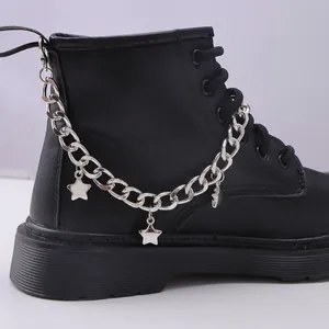 Cadena de Metal para Zapatos con Colgante de Estrella de Moda Accesorios para Botas Punk Cadena de Aleación Plata para Mujer