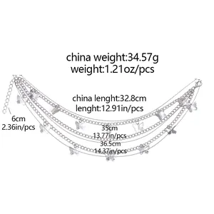 Detailed size specifications for multi-layer butterfly shoe chain with measurements