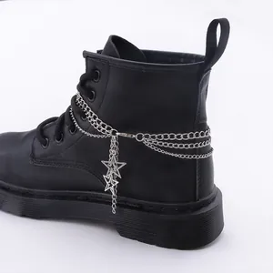 Cadena de Zapato de Aleación de Metal Multicapa Con Colgantes de Estrella Hueca Accesorio de Bota Desmontable para Botas Martin
