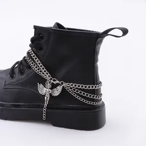 Punk Gothic Engel Cupid Anhänger Mehrlagige Metall Schuhkette Für Damen Stiefel Dekoration Mode Legierung Silber Schuhschmuck