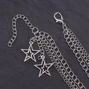 Cadenas multicapa de plata para zapatos con colgantes de estrellas para botas
