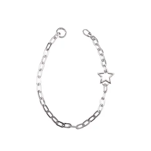 Silver hollow star hip hop chain accessory with lobster clasps for trousers and denim