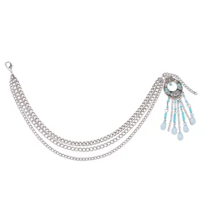 Chaîne de chaussure bohème multicouche avec glands turquoise et breloques ethniques