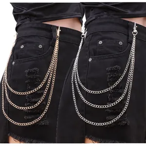 Fashion Multi Layer Metal Pant Chain For Women Men Hip Hop Punk Jeans Accessory Waist Chain With Lobster Clasp Jewelry