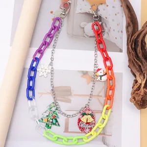 Chaîne de pantalon de Noël colorée avec pendentifs bonhomme de neige et sapin