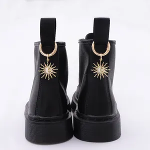 Celestial Sun Moon Star Shoe Charms Gold Alloy Rhinestone Enamel Shoe Buckle Pendant Fashion Boot Accessories For Women
