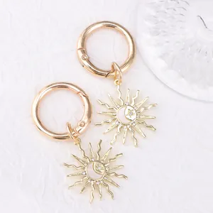 Golden sun moon star shoe charms with sparkling zircon pendants for Martin boots accessories
