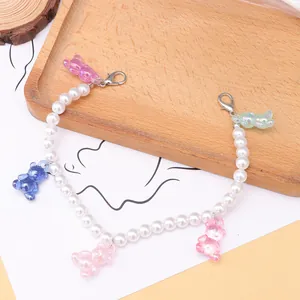 Chic pearl shoe charms with colorful resin gummy bears and silver lobster clasps for sneakers