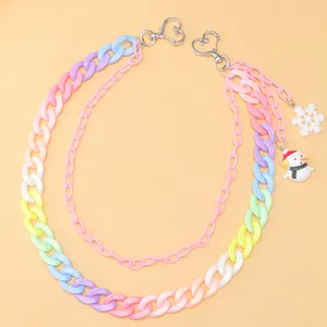 Pastel acrylic double-layer pants chain with snowflake and snowman Christmas charms