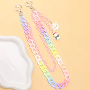 Candy colored acrylic double-layer pants chain with snowman and snowflake charms