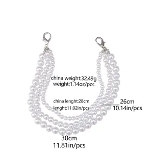 Dreilagige Perlen-Schuhkette in den Größen 26cm 28cm 30cm mit silbernen Karabinerhaken